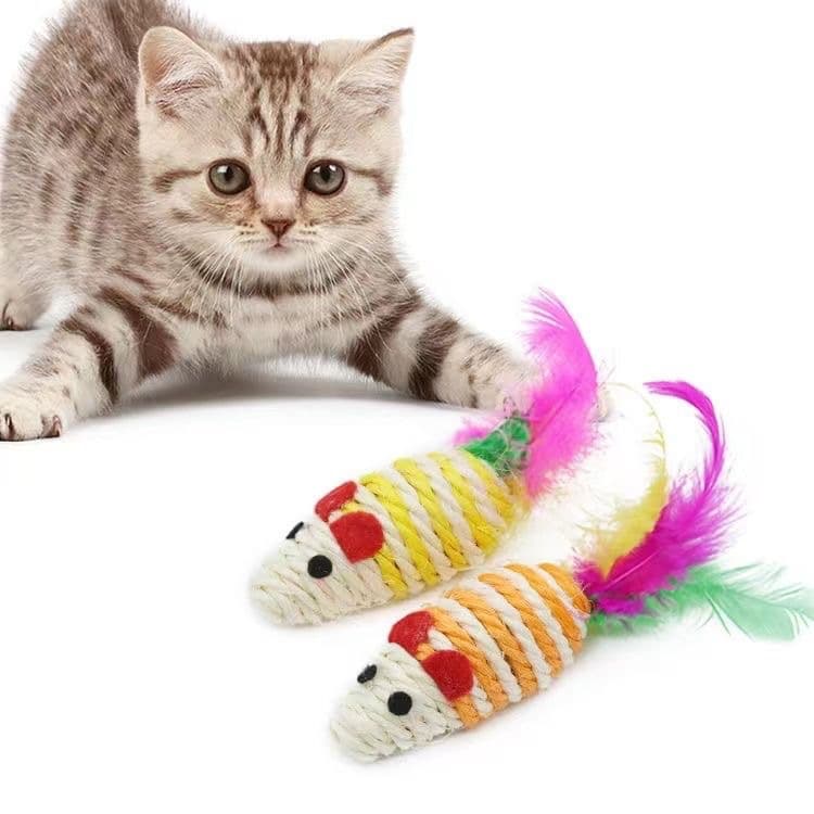 猫 おもちゃ 天然繊維のウキウキねずみ玩具