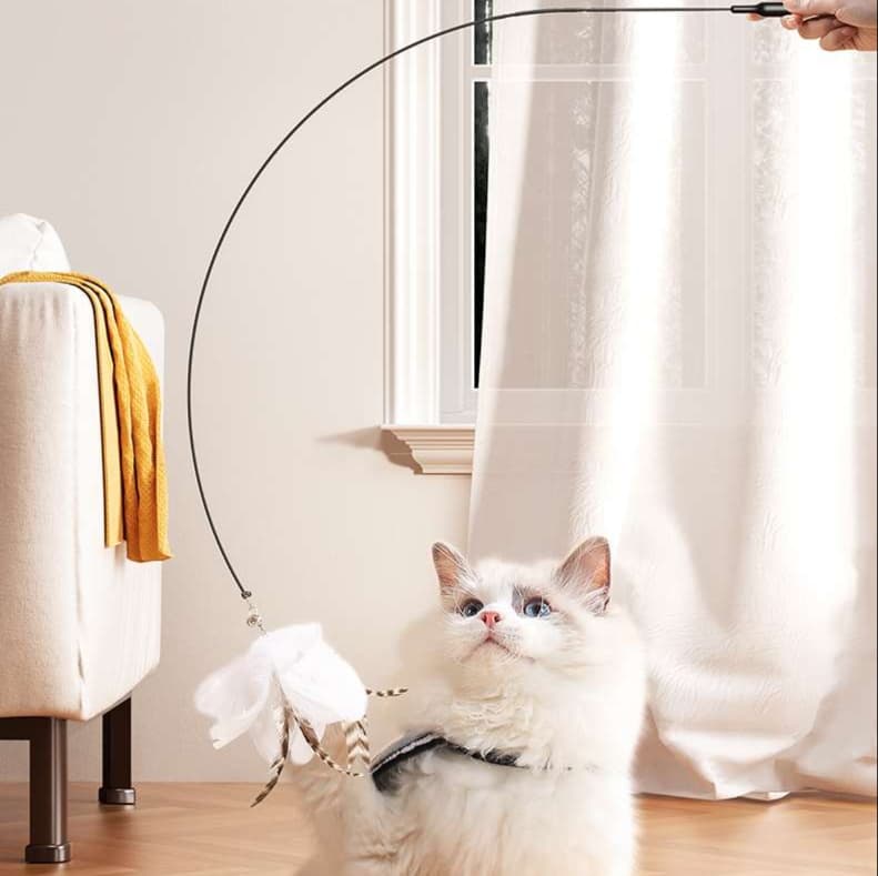 猫 おもちゃ 長柄付き自動猫じゃらし