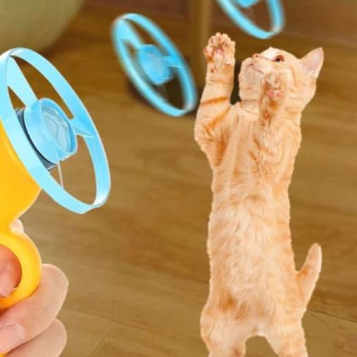 猫 おもちゃ 空飛ぶ輪っか発射！猫じゃらしシューター