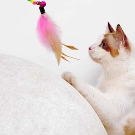 猫 おもちゃ ふわふわ天然羽根じゃらし棒