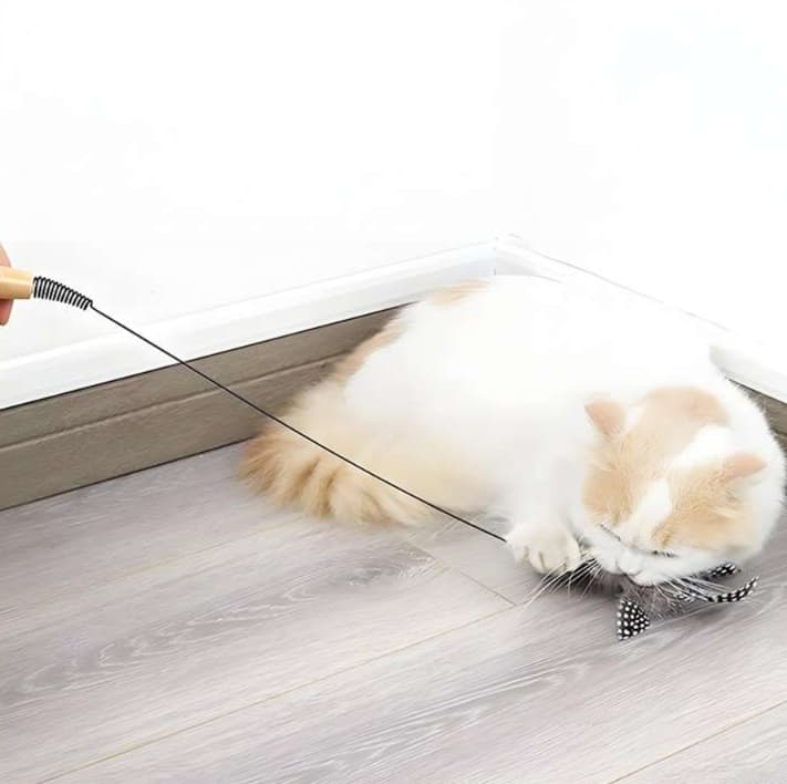 猫 おもちゃ 自然羽根のふわもこ猫じゃらし
