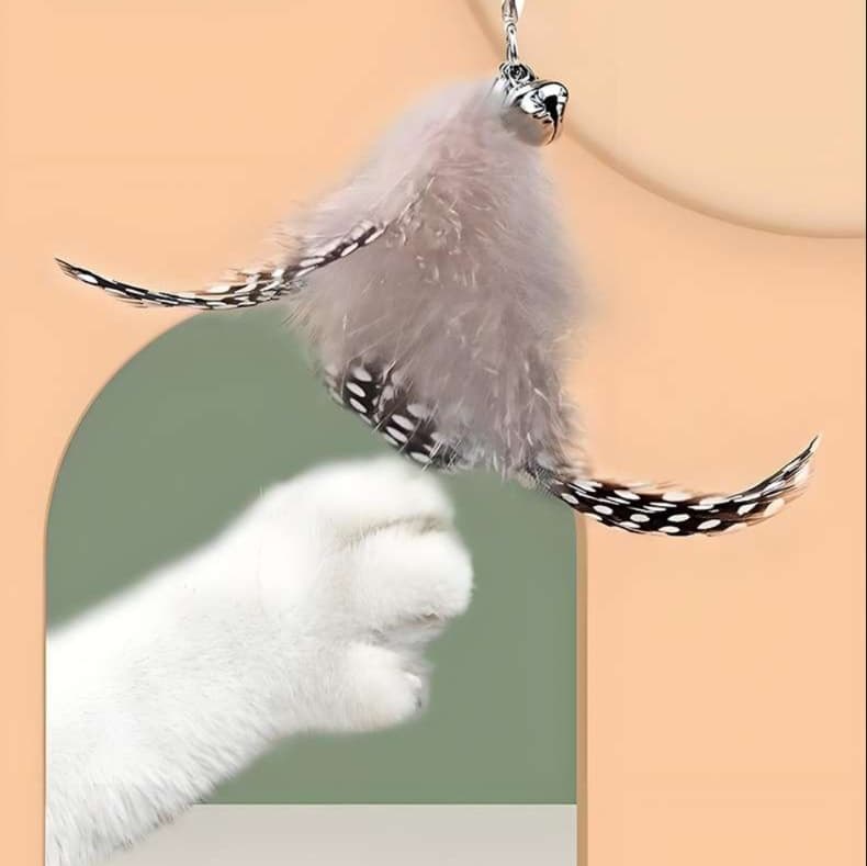 猫 おもちゃ 自然羽根のふわもこ猫じゃらし