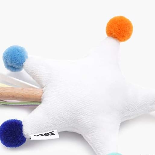 猫 おもちゃ 星型フワフワ リボン付き猫じゃらし