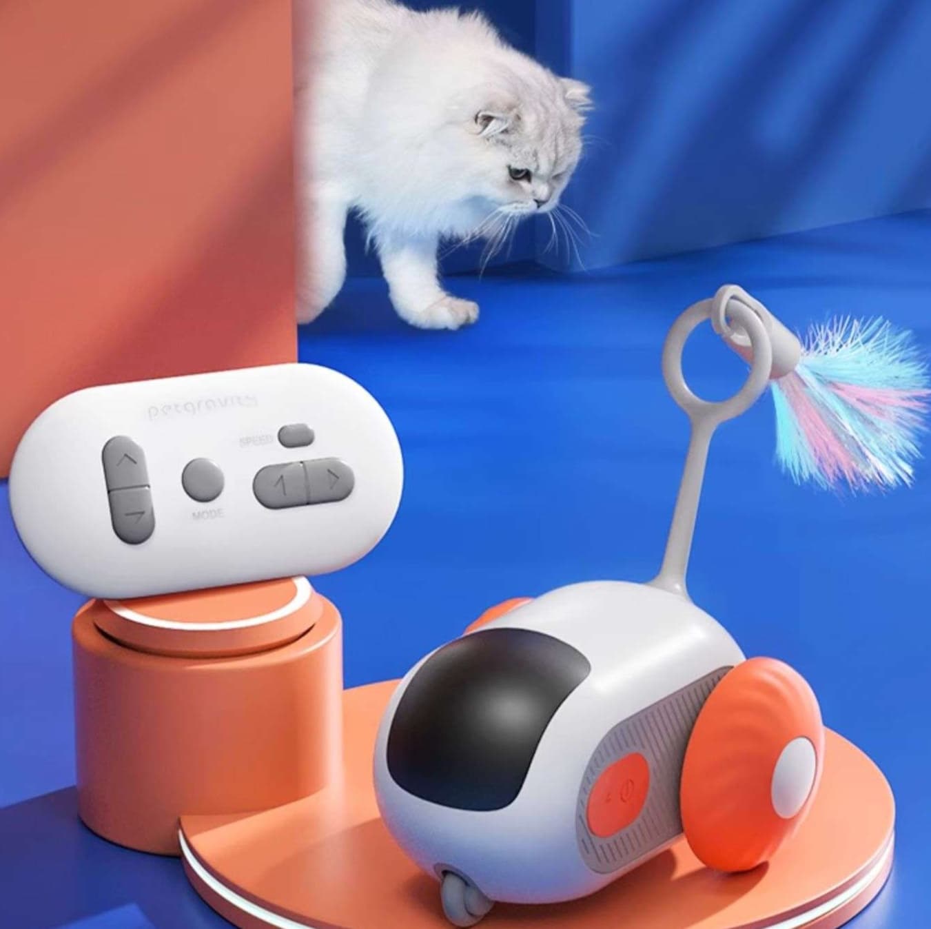 猫 おもちゃ 自動巡回式 猫じゃらしロボット