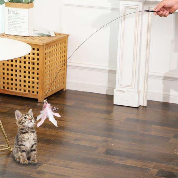 猫 おもちゃ くるくる回転式 猫じゃらし棒