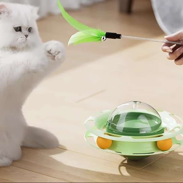 猫 おもちゃ きまぐれ遊び回転盤付き猫じゃらし