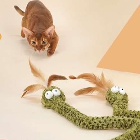 猫 おもちゃ へび型 ふわもこ猫じゃらし スティック