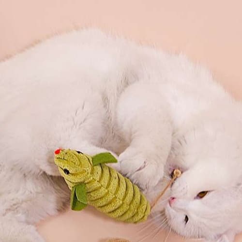 猫 おもちゃ ねずみさんの天然シナ麻猫じゃらし