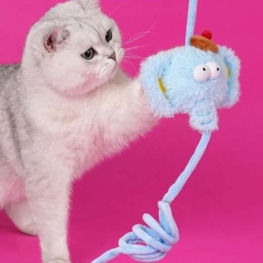 猫 おもちゃ ゆらゆら伸縮ぬいぐるみ付き猫じゃらし