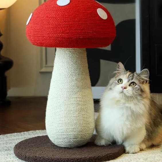 猫 おもちゃ きのこ型 麻縄 猫じゃらし