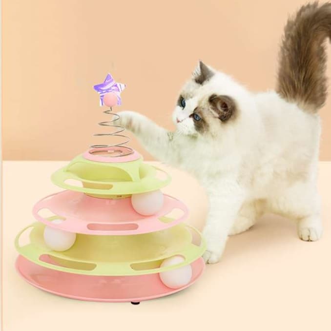 猫 おもちゃ 多層回転式 猫じゃらし タワー