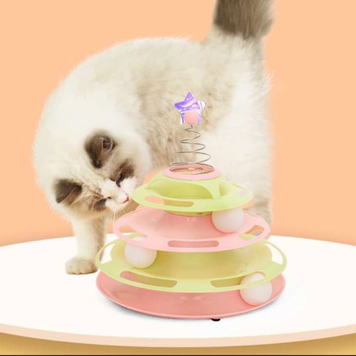 猫 おもちゃ 多層回転式 猫じゃらし タワー