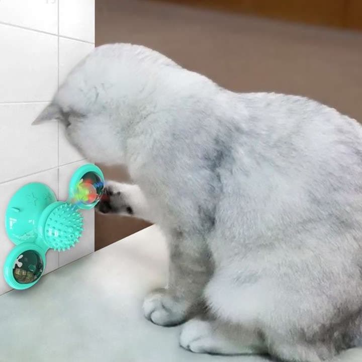 猫 おもちゃ くるくる回転！吸盤付き猫じゃらしタワー