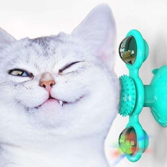 猫 おもちゃ くるくる回転！吸盤付き猫じゃらしタワー