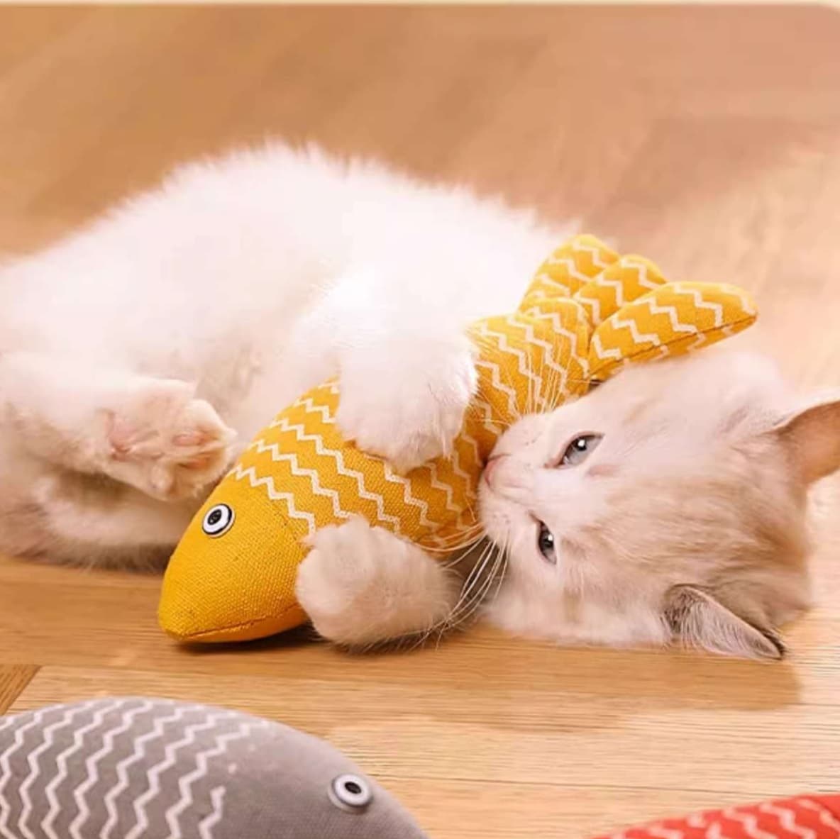 猫 おもちゃ 波模様のさかなさん猫じゃらし