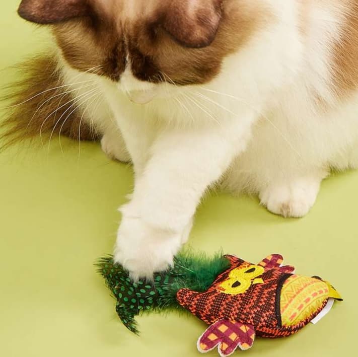 猫 おもちゃ もふもふ羽根付き遊び猫じゃらし
