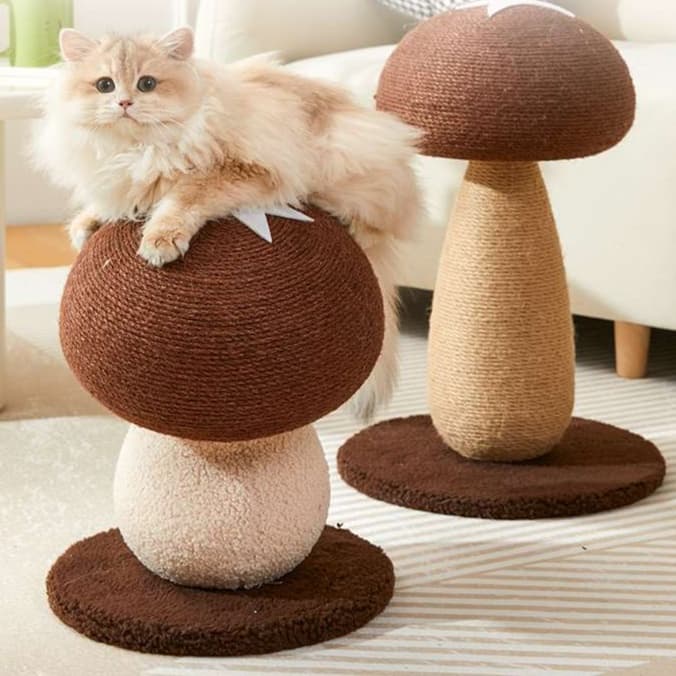 猫 おもちゃ キノコ型 据え置き 猫じゃらし