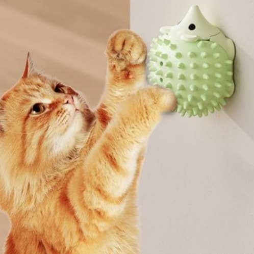 猫 おもちゃ 毛づくろいサポート！歯ブラシ付き回転ヘッジホグ