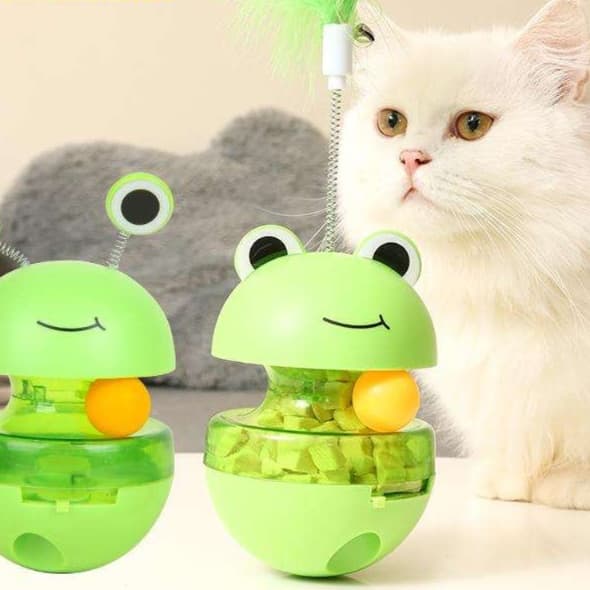 猫 おもちゃ ゆらゆらフロッグボール おやつ遊び猫じゃらし