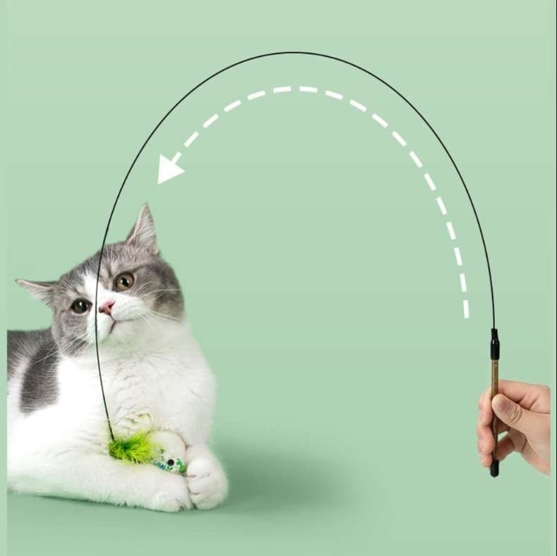 猫 おもちゃ 天然羽根のしなやか猫じゃらし