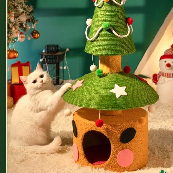 猫 おもちゃ クリスマスツリー型キャットハウス
