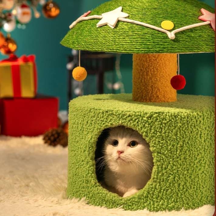 猫 おもちゃ クリスマスツリー型キャットハウス