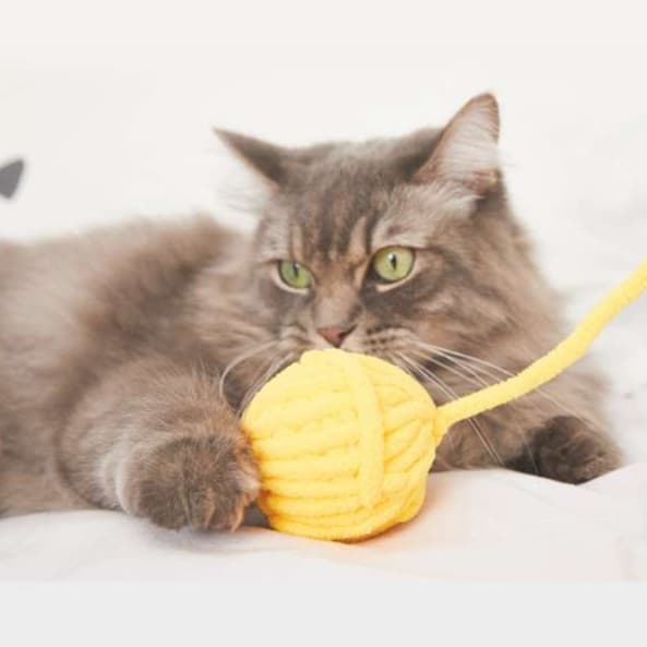 猫 おもちゃ もちもちまんまる毛糸玉の猫じゃらし