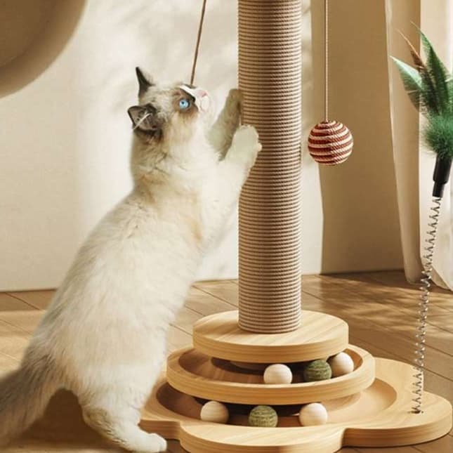 猫 おもちゃ 回転式マルチ爪とぎタワー