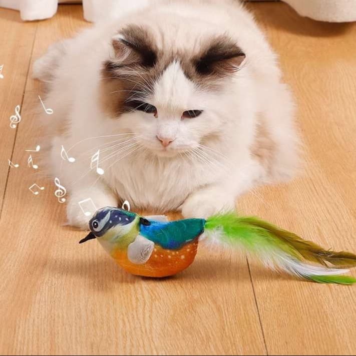 猫 おもちゃ 鳴き声付き小鳥の猫じゃらし