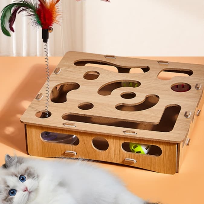 猫 おもちゃ 迷路型 猫の知育パズルボックス