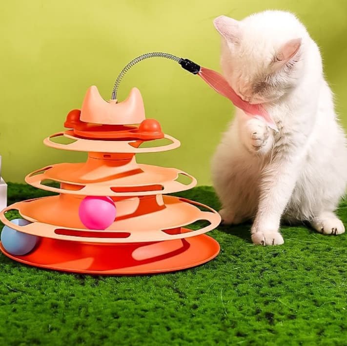 猫 おもちゃ ぐるぐるボール回転タワー