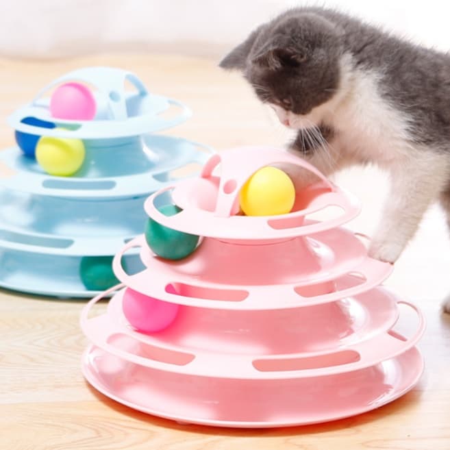 猫 おもちゃ ねこちゃん回転式ぐるぐるボール遊び台