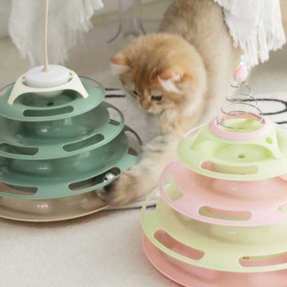 猫 おもちゃ 多層回転式 キャットタワーボール