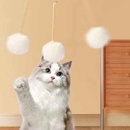 猫 おもちゃ 吊り下げ式 ボール付き伸縮猫じゃらし
