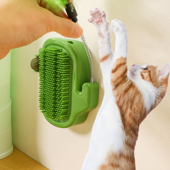 猫 おもちゃ 回転式キャットブラシ＆まったりボール