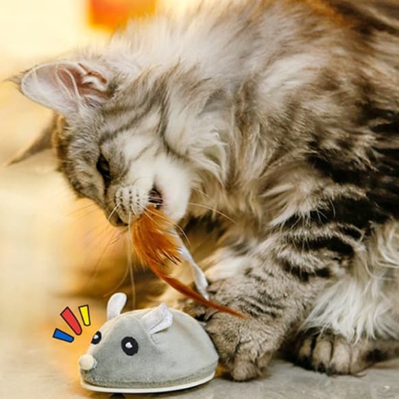 猫 おもちゃ もふもふネズミの追いかけっこおもちゃ