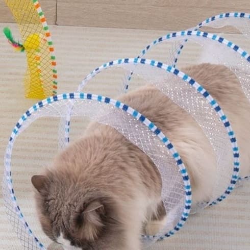 猫 おもちゃ 折りたたみ式トンネル型おもちゃ