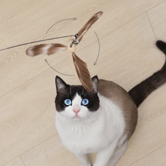 猫 おもちゃ 天然羽根の舞い猫じゃらし棒