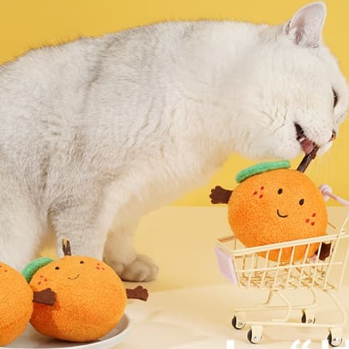 猫 おもちゃ みかんさん ぬいぐるみ猫じゃらし