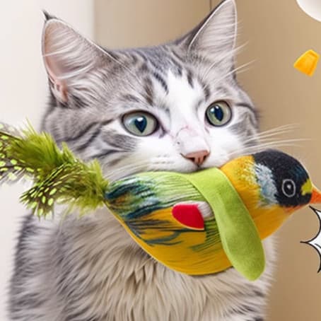 猫 おもちゃ 鳴き声付き小鳥の猫じゃらし