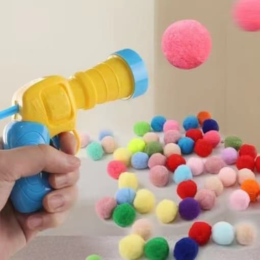 猫 おもちゃ もふもふポンポン発射器 猫じゃらし