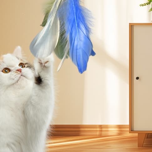 猫 おもちゃ 高級 羽根付き伸縮猫じゃらし棒