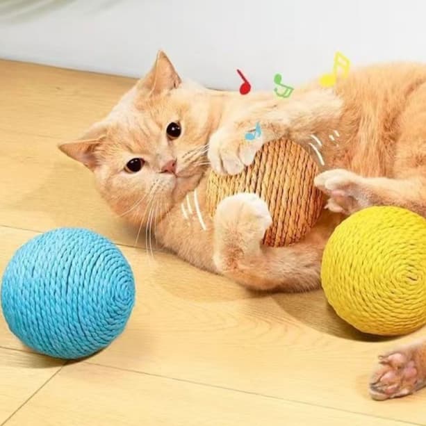 猫 おもちゃ 【響く音色】鈴入り麻縄ボール