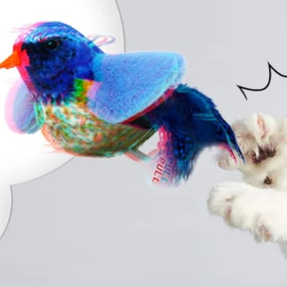猫 おもちゃ さえずり音付き鳥型猫じゃらし
