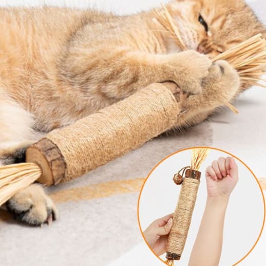 猫 おもちゃ 天然素材の歯磨き効果付き猫じゃらし棒