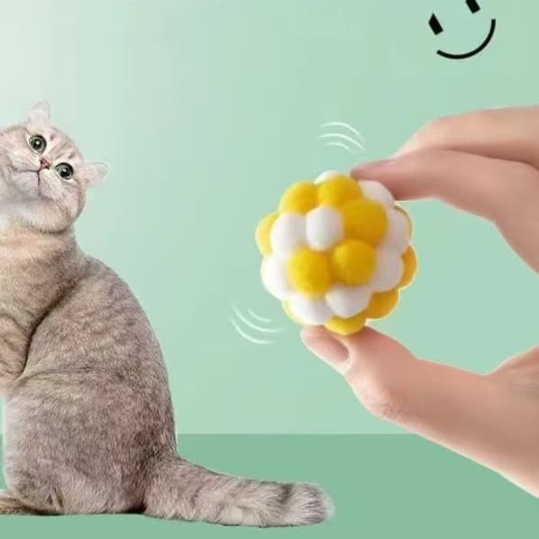 猫 おもちゃ もこもこポンポン猫じゃらしボール