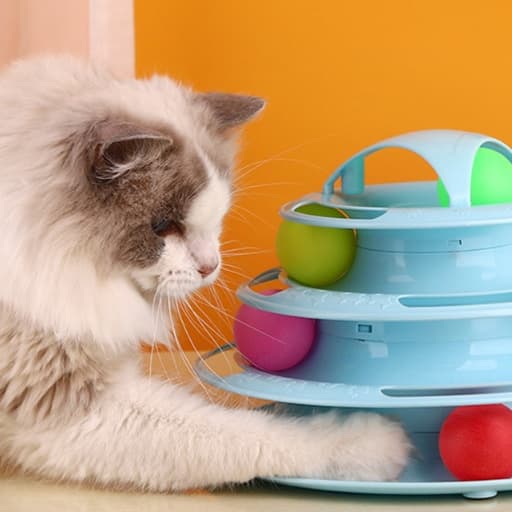 猫 おもちゃ 四層タワー型 回転ボール キャットトイ