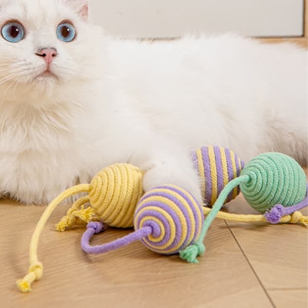 猫 おもちゃ 手編み毛糸のゆらゆら猫じゃらし
