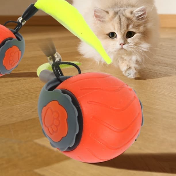 猫 おもちゃ 自動回転式もてあそびボール猫じゃらし