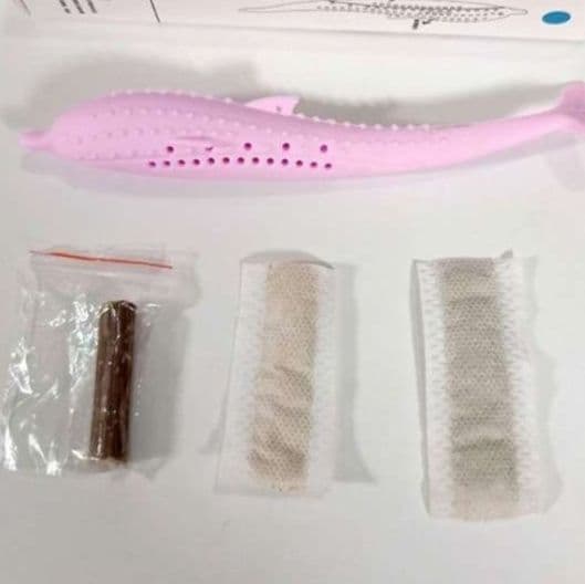 猫 おもちゃ 猫用歯みがき魚型シリコンおもちゃ